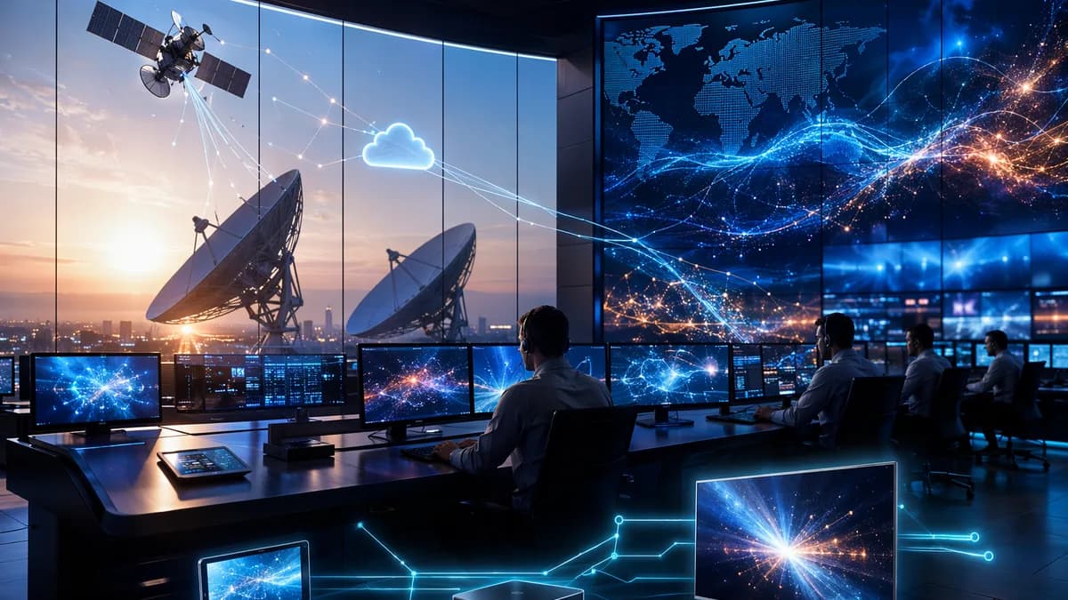 Broadcast control room with satellite and streaming networks staying online during financial restructuring