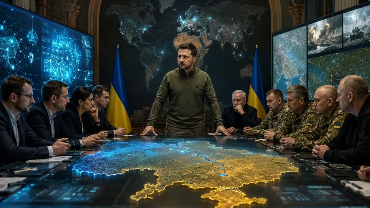 Ukrainian wartime strategy room showing a leadership split between reform and military command.