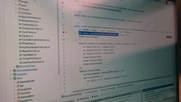 Detailed view of code and file structure in a software development environment.