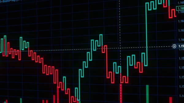 Vibrant red and green candlestick chart showcasing crypto market trends.