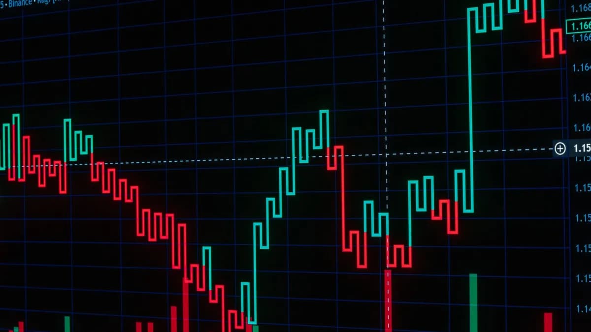 Vibrant red and green candlestick chart showcasing crypto market trends.