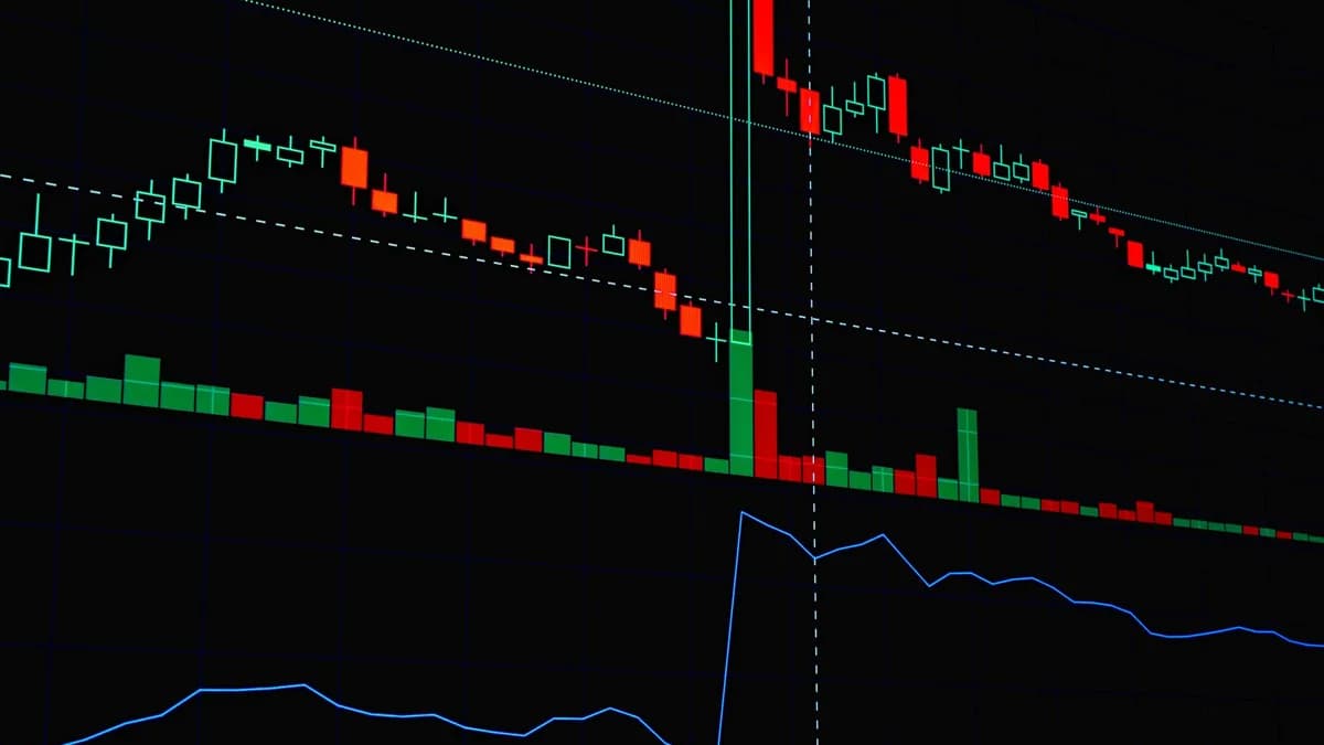 Detailed candlestick chart showing stock market trends and patterns.