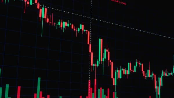 Financial candlestick chart showing market trends and data visualization.