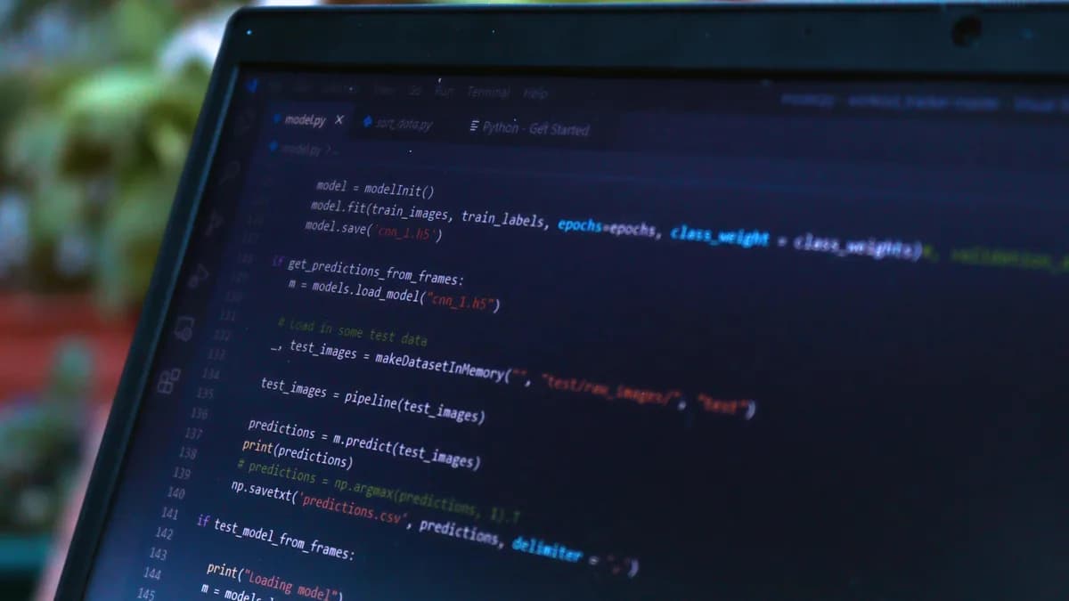 Close-up view of a computer screen displaying code in a software development environment.