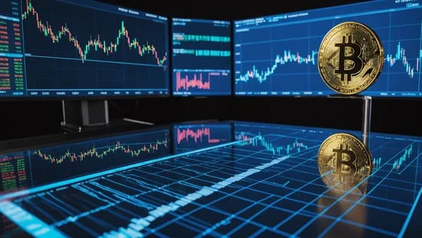 Dynamic holographic Bitcoin ETF chart illustrating price trajectory during a trading day.